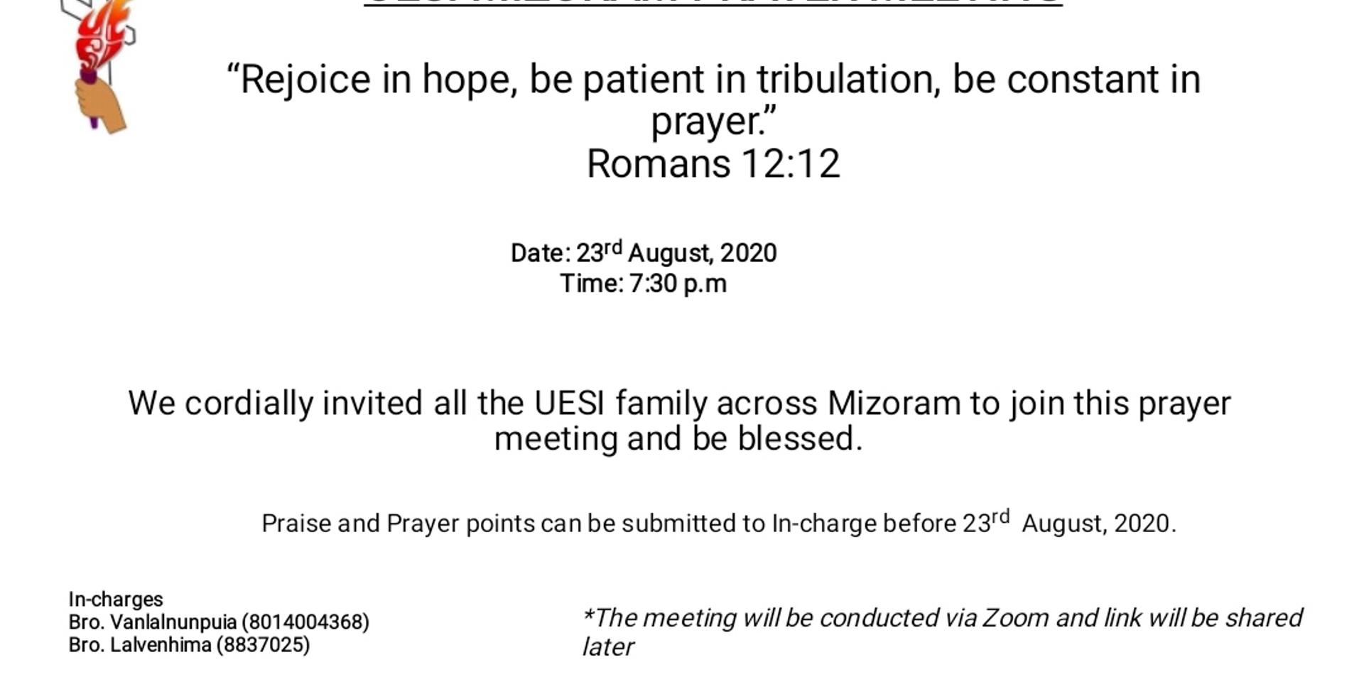 Cover Image for STATE PRAYER MEETING UESI-MIZORAM 