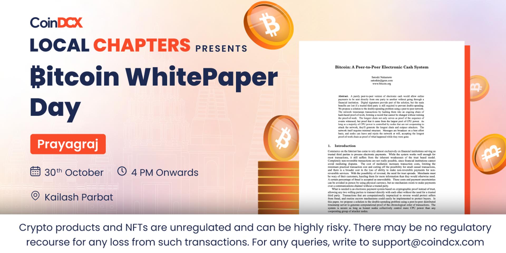 Cover Image for CoinDCX Prayagraj Bitcoin Whitepaper Day Meetup