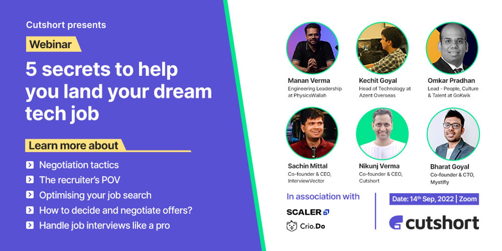 Cover Image for  [Webinar for Tech Professionals] 5 secrets to help you land your dream tech job