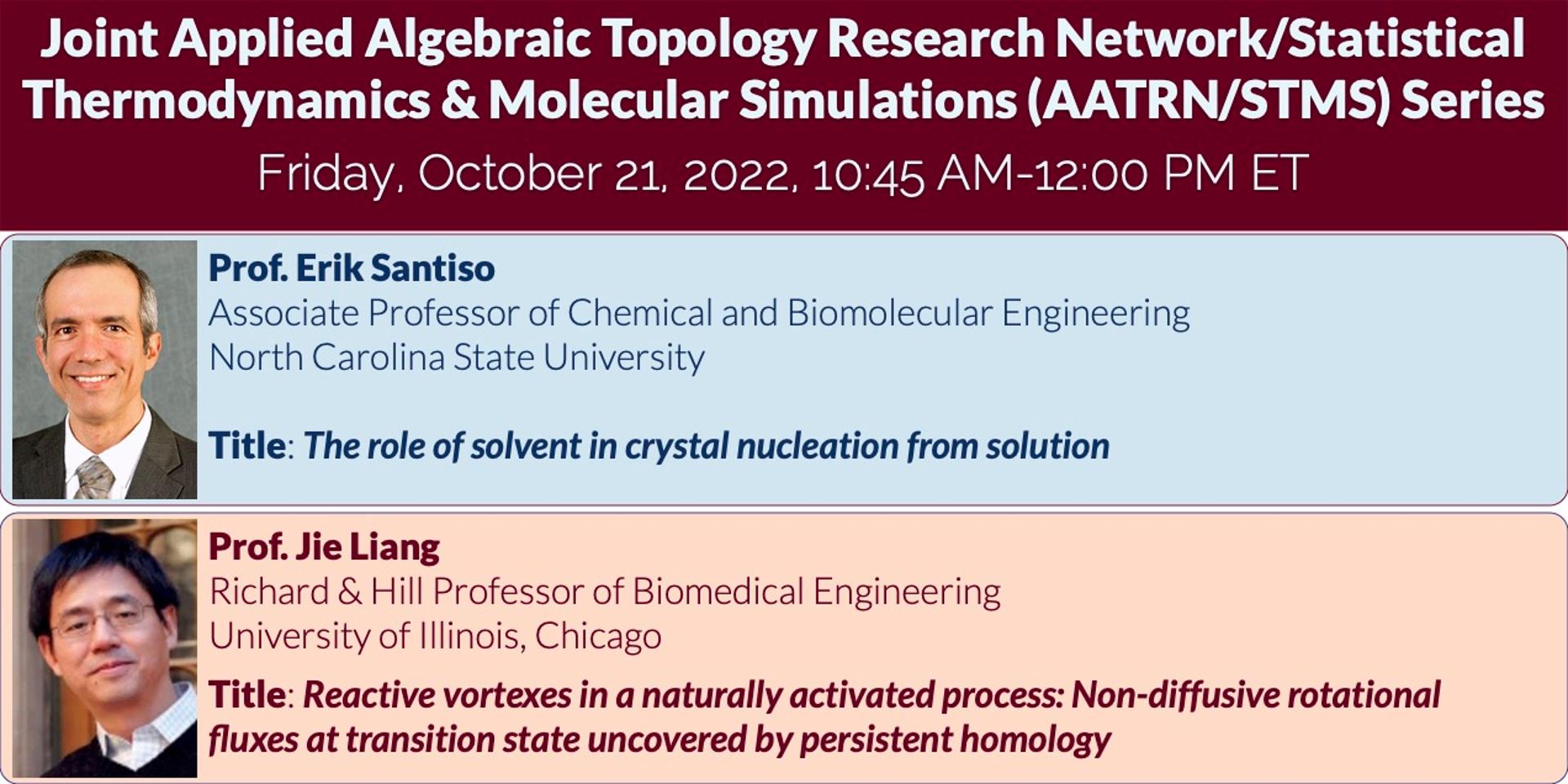 Cover Image for Joint Applied Algebraic Topology Research Network/Statistical Thermodynamics & Molecular Simulations (AATRN/STMS) Series