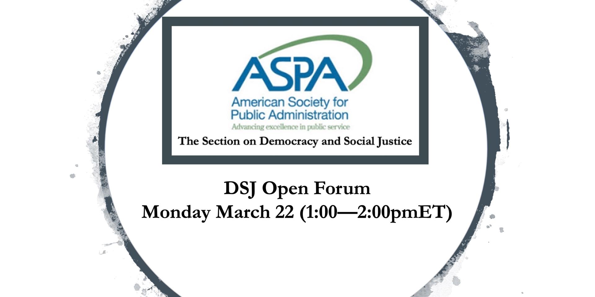 Cover Image for ASPA DSJ Open Forum 