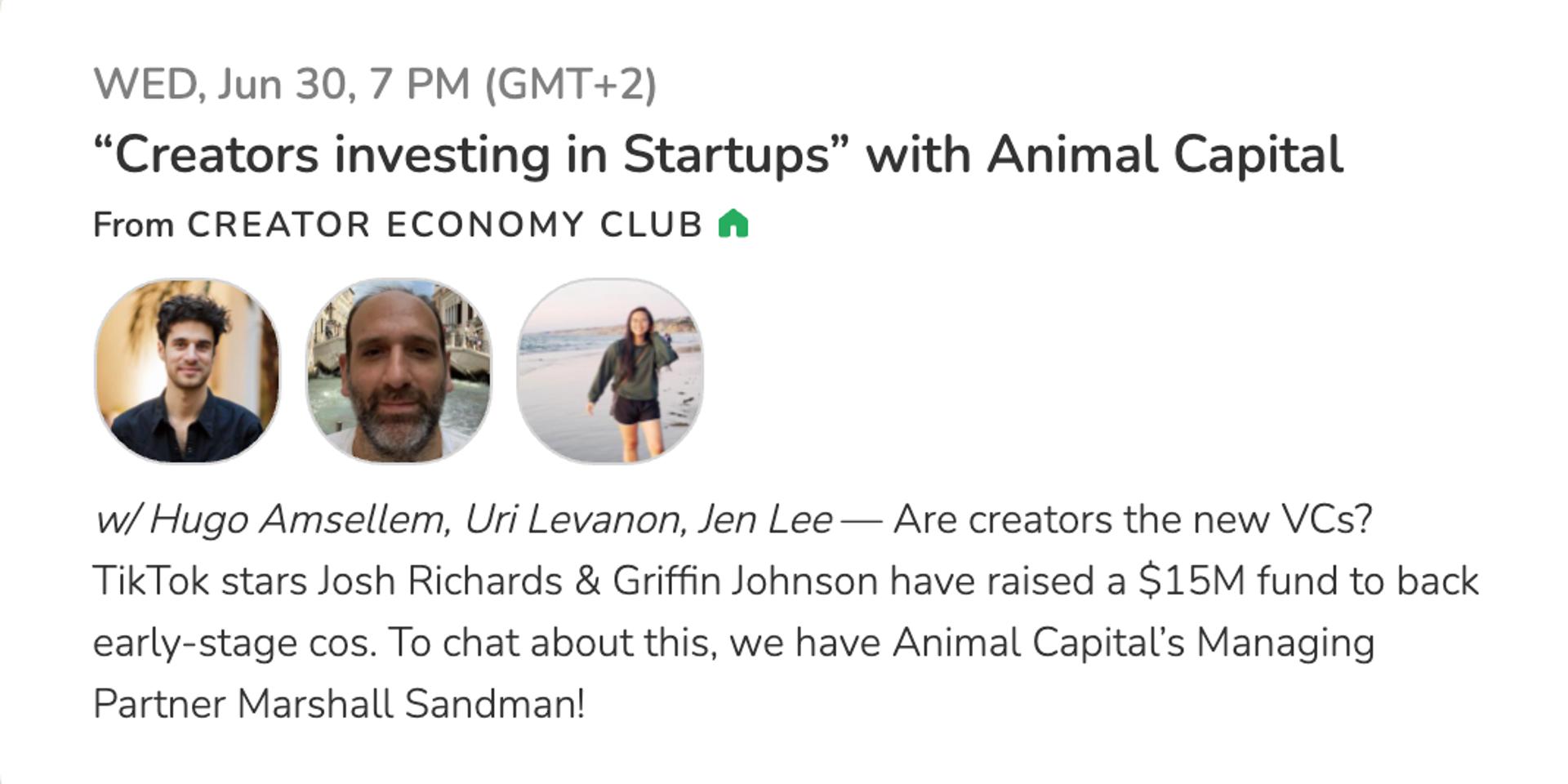 Cover Image for "Creators investing in Startups" with Animal Capital