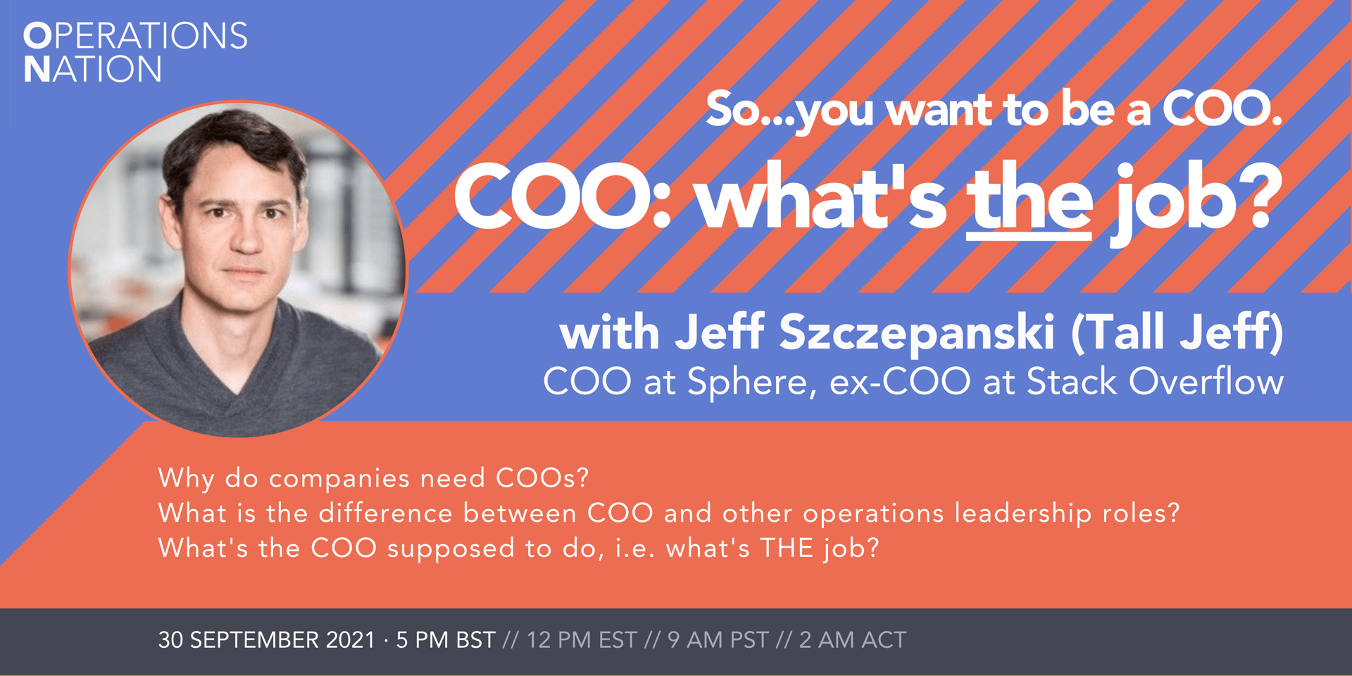 Cover Image for COO: what's *the* job? With Jeff Szczepanski, COO at Sphere, ex-COO at Stack Overflow.