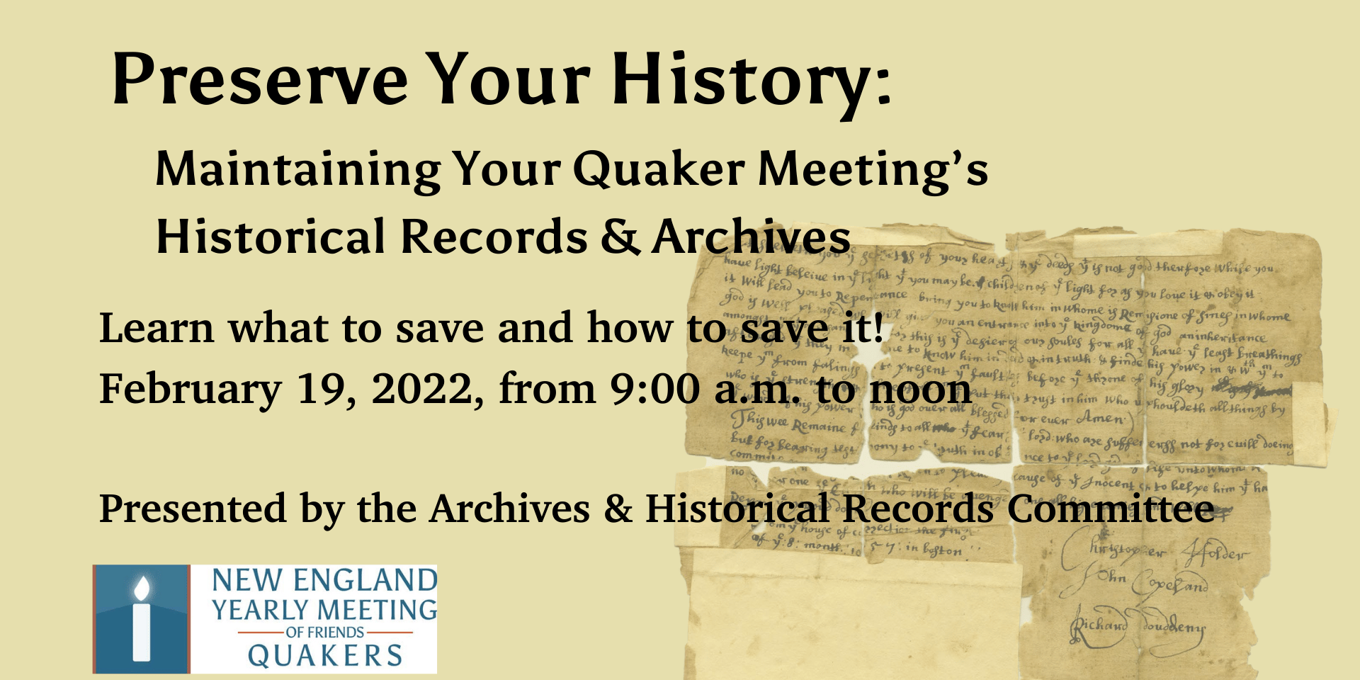 Cover Image for Preserve Your History: Maintaining Your Quaker Meeting's Historical Records & Archives